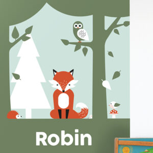 poster XL vos in het bos old green met naam ANNIdesign 02