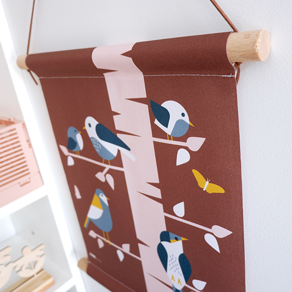 textielposter vogels in boom terracotta bruin ANNIdesign 02