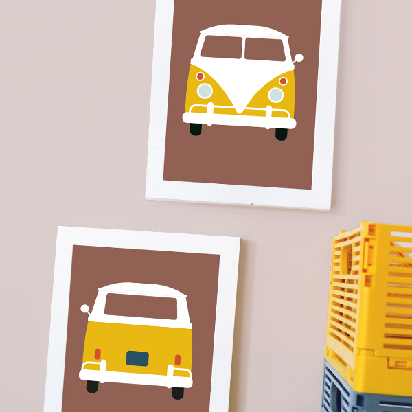 Poster set Safari bus terracotta bruin ANNIdesign 02