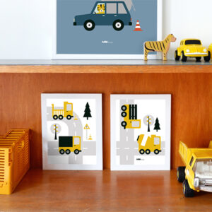 Poster set Voertuigen Vrachtwagen oker geel ANNIdesign 01