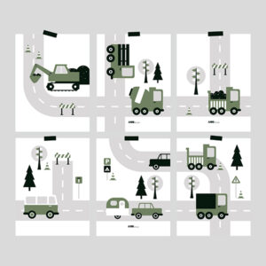 poster set voertuigen olijf groen ANNIdesign 01