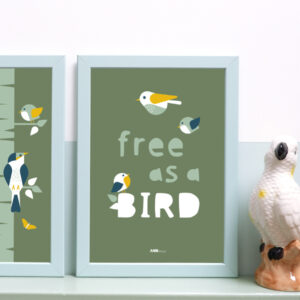 poster Vogel free bird olijf groen ANNIdesign 01