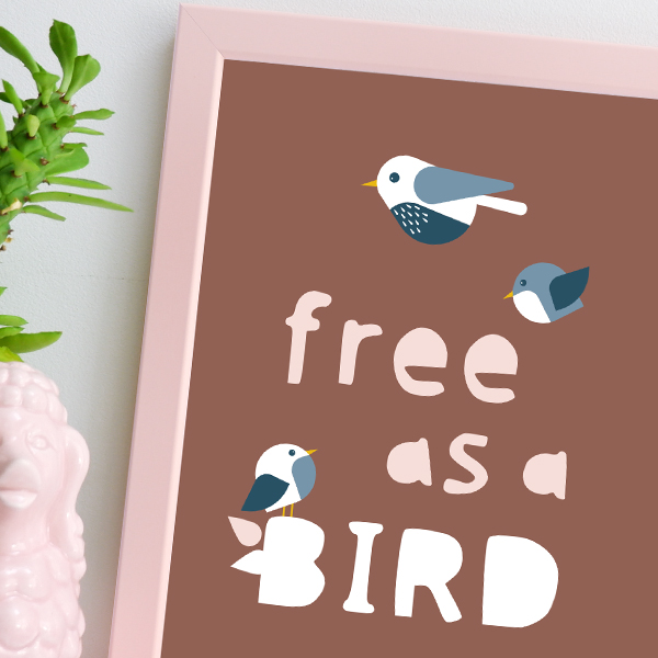 poster Vogel free bird terracotta bruin ANNIdesign 02