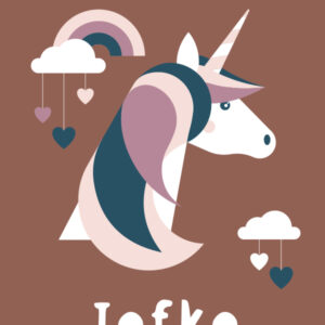 poster XL eenhoorn met eigen naam terracotta bruin_ANNIdesign 02