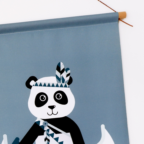 textielposter indiaan panda jeans blauw ANNIdesign 02