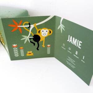 Geboortekaart Jungle olijf groen ANNIdesign 3 luik 02