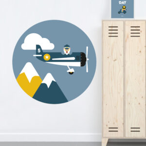 behangcirkel piloot vliegtuig jeans blauw ANNIdesign 01