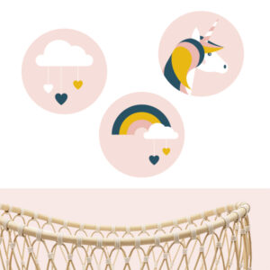 behangcirkel set eenhoorn oud roze ANNIdesign 02