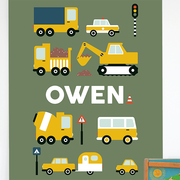 poster XL on the road met eigen naam olijf groen_ANNIdesign 02