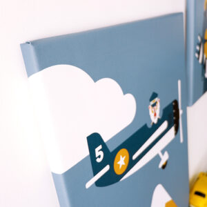 canvas piloot 40x60 piloot vliegtuig jeans blauw ANNIdesign 02