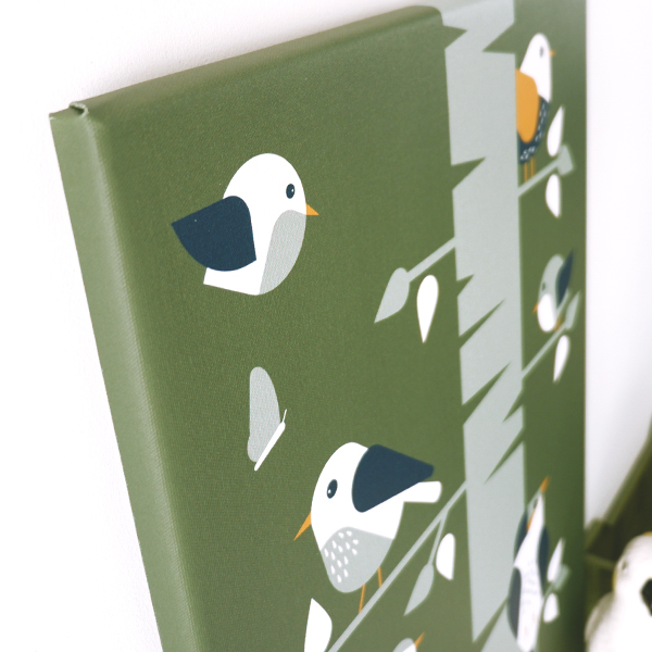 canvas vogels in boom olijf groen ANNIdesign 02