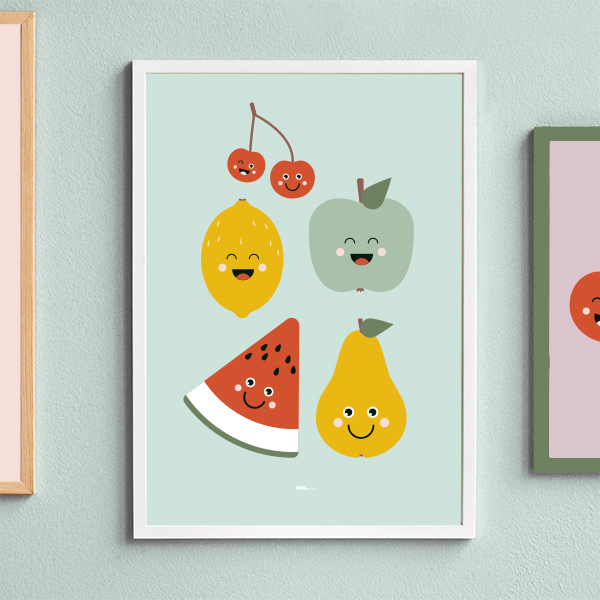 poster XL smile fruit collage old green_ANNIdesign 01