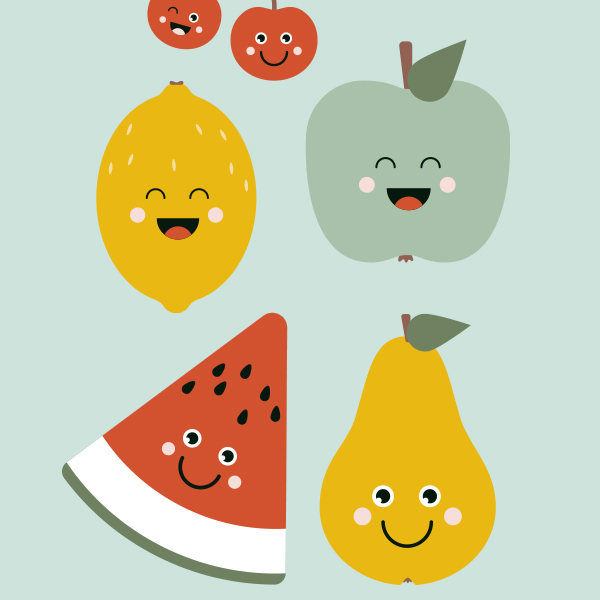 poster XL smile fruit collage old green_ANNIdesign 02