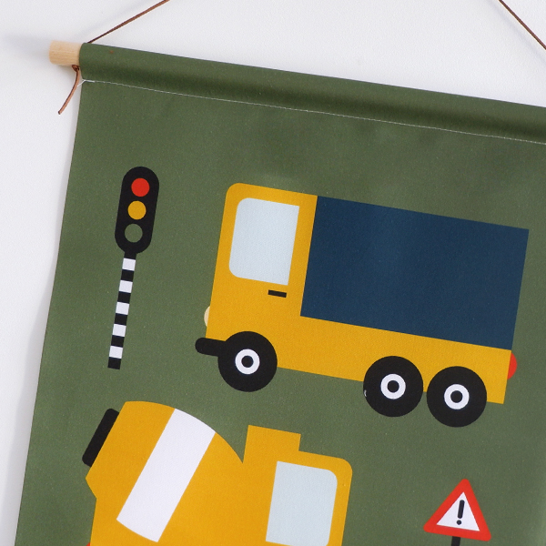 Textielposter On the road Vrachtwagen olijf groen ANNIdesign 02