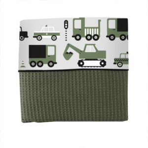 Ledikantdeken Voertuigen olijf groen Wafelstof vintage groen ANNIdesign S01