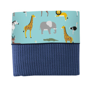Ledikantdeken WildLife licht blauw Wafelstof donker oud blauw ANNIdesign S01