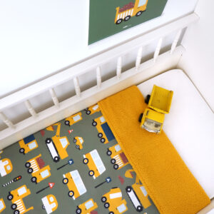 Teddydeken On the Road olijf groen Teddy oker geel ANNIdesign 01