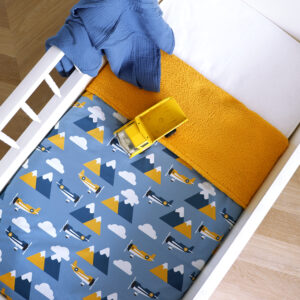 Teddydeken Piloot jeans blauw teddy oker geel ANNIdesign 01