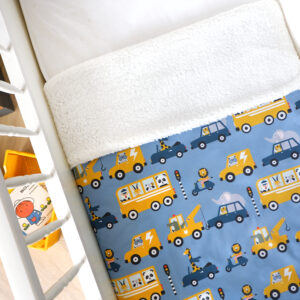 Teddydeken dieren onderweg jeans blauw teddy wit ANNIdesign 01