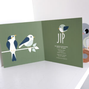 geboortekaart vogel olijf groen ANNIdesign 02