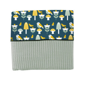 Ledikantdeken Bosdieren donker blauw Wafelstof old green ANNIdesign 01