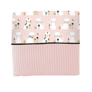 Ledikantdeken Kittens oud roze Wafelstof oud roze ANNIdesign S01