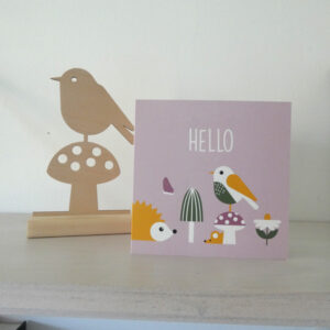 wenskaart bosdieren little girl-01